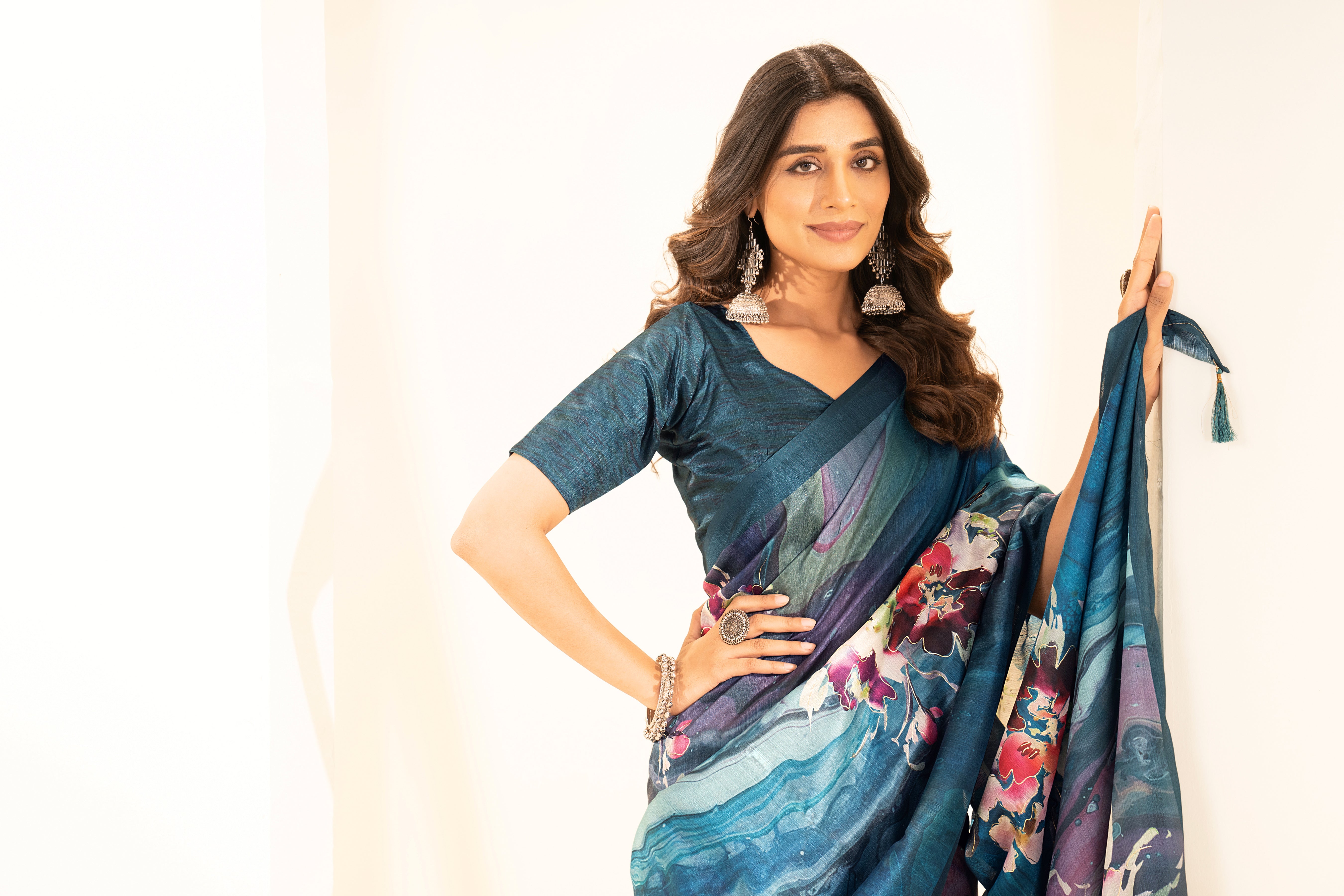 Rama Blue Tussar Silk Saree