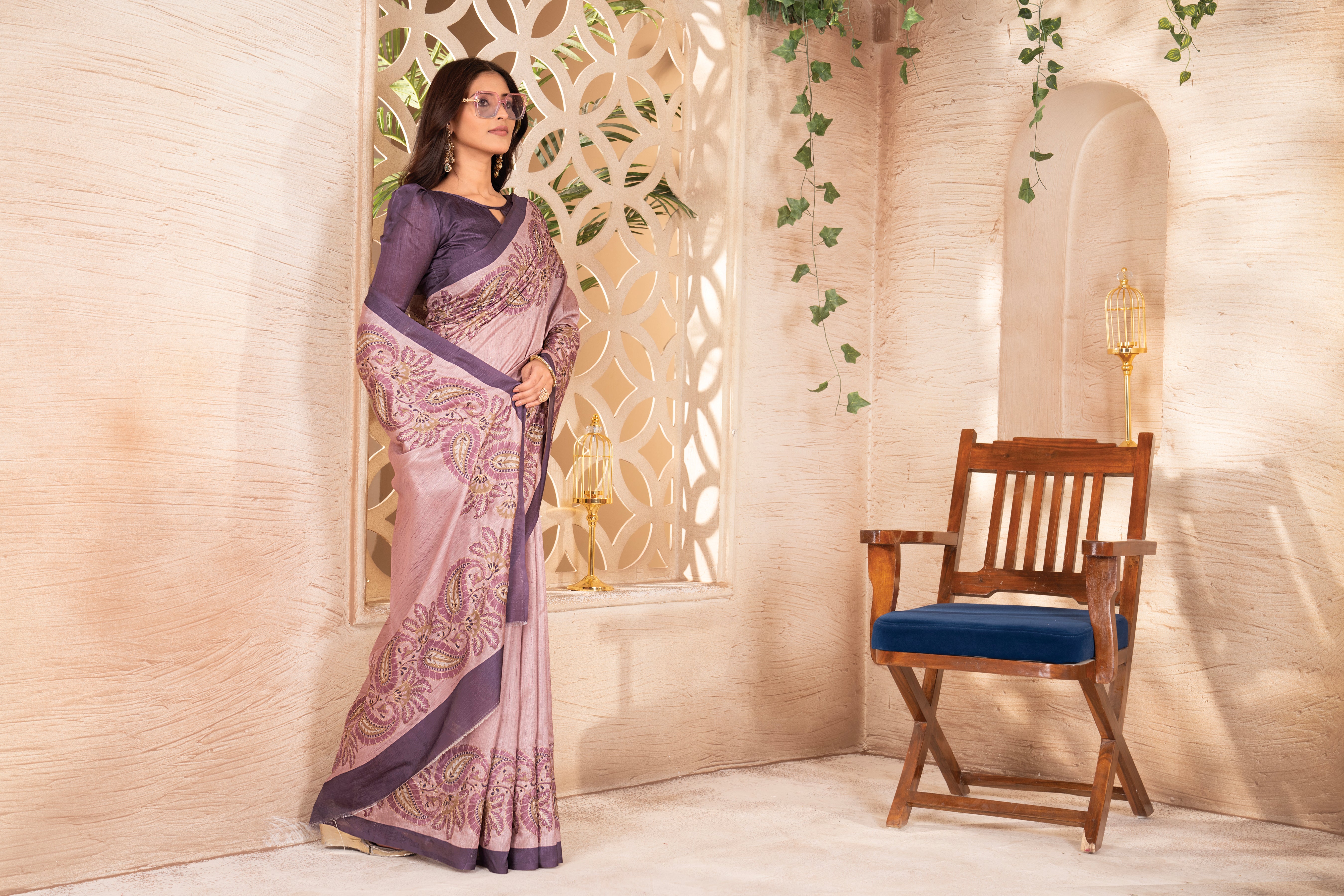 Dull Pink Zinger Silk Saree