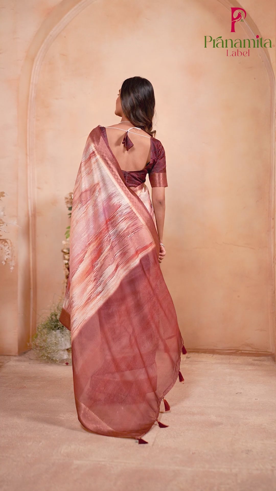 Rust Orange Tussar Silk Saree