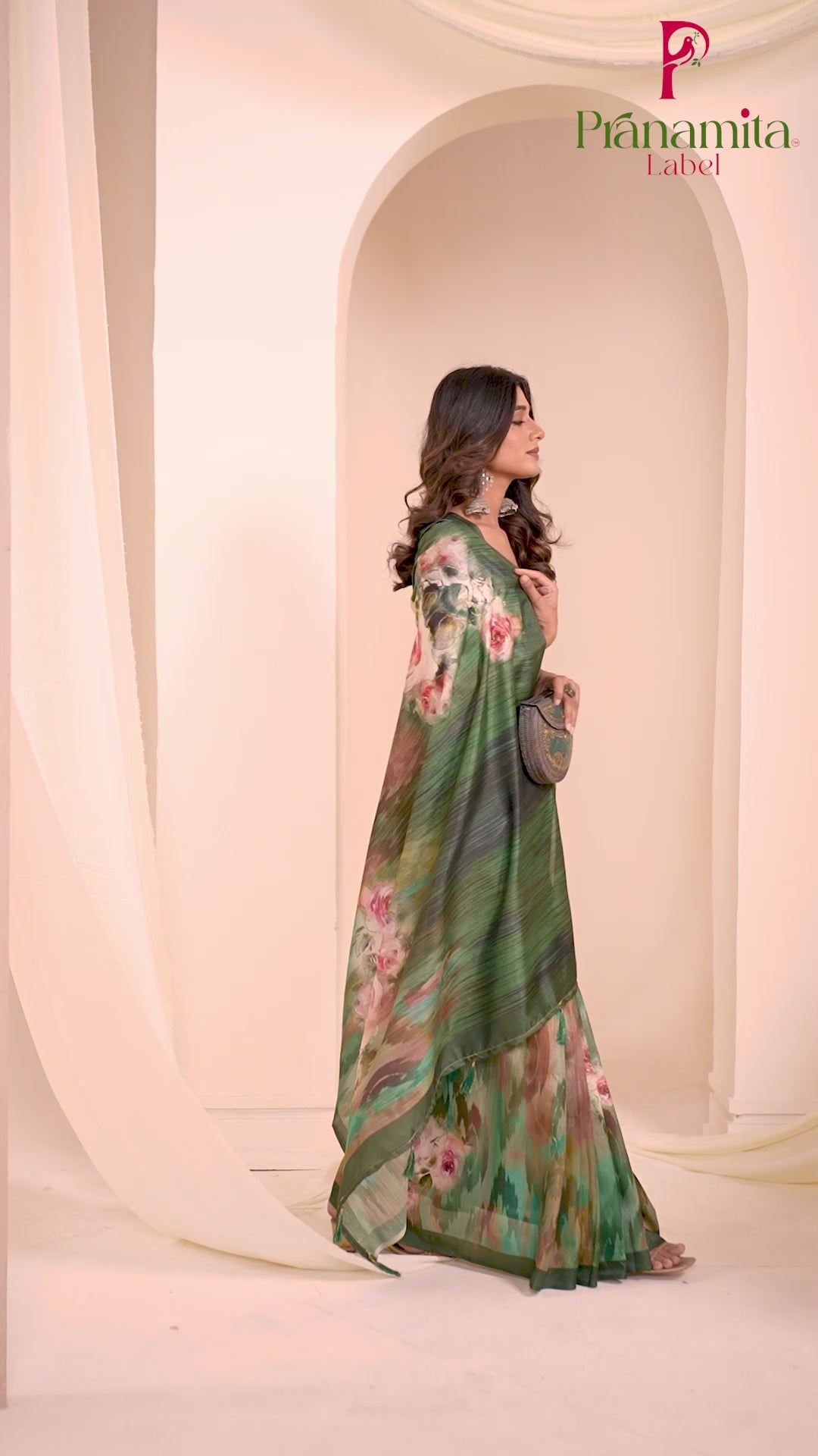 Bottle Green Tussar Silk Saree